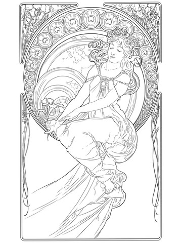 Painting By Alphonse Mucha Coloring Page